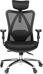 img 4 attached to 🪑 Duramont Ergonomic Office Chair - Adjustable Desk Chair with Lumbar Support, Rollerblade Wheels, and Reclining Function - High Back Chairs with Breathable Mesh, Thick Seat Cushion, Headrest, and Armrests