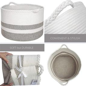 img 1 attached to 🧺 Ultimate Cotton Rope Basket: Organize Living Room Blankets, Kids Toys, Bathroom Essentials | Extra Large 20"D x 13"H