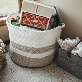 img 3 attached to 🧺 Ultimate Cotton Rope Basket: Organize Living Room Blankets, Kids Toys, Bathroom Essentials | Extra Large 20"D x 13"H