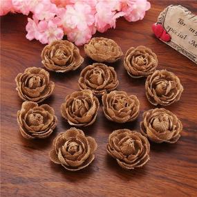 img 1 attached to 🌹 DECORA 12 Pieces Handmade Burlap Rose Flowers: Perfect for DIY Wedding Decoration and Craft Making