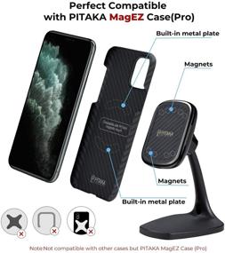 img 2 attached to 📱 PITAKA MagEZ Mount Qi Настольный стенд для зарядки смартфонов: магнитная быстрая беспроводная зарядка для чехла PITAKA MagEZ, 360º вращение, арамидное волокно карбонового стиля, черный - идеально для использования в помещении!