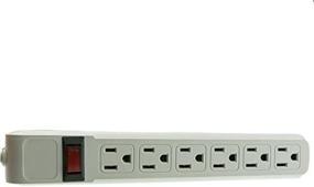 img 3 attached to ⚡ Gray 4-Foot Plastic Surge Protector with Flat Rotating Plug, 6 Horizontal Outlets, and Power Cord