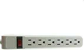 img 4 attached to ⚡ Gray 4-Foot Plastic Surge Protector with Flat Rotating Plug, 6 Horizontal Outlets, and Power Cord