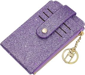 img 4 attached to Stylish Bling Purple Wallet Pocket Holder with Zipper for Women's Handbags & Wallets