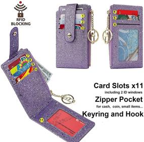 img 2 attached to Stylish Bling Purple Wallet Pocket Holder with Zipper for Women's Handbags & Wallets