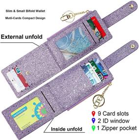 img 1 attached to Stylish Bling Purple Wallet Pocket Holder with Zipper for Women's Handbags & Wallets