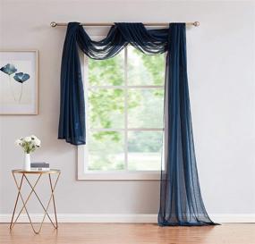 img 3 attached to 🪟 Red Co. Semi Sheer Navy Window Scarf- 54 by 288 Inches Long, Decorative Curtain Accent & Window Valance