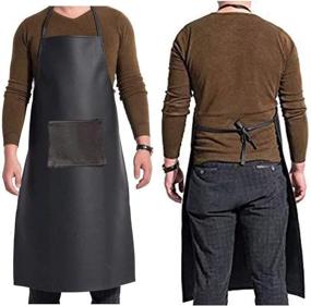 img 1 attached to 🧤 Premium Waterproof Rubber Vinyl Apron for Men - Ultimate Protection for Dishwashing, Lab Work, Butchering, Fish Cleaning, Oil and Stain Resistance - Acid and Alkali Resistant Leather Apron (Black)