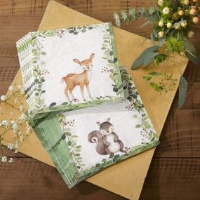 img 4 attached to 🦉 Kate Aspen Woodland Baby Shower Paper Napkins, Set of 30 - High-Quality 2 Ply Napkins in One Size