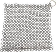 🍳 premium cast iron cleaner: 316l stainless steel 7'' x 7'' chainmail scrubber for all cookware types - skillet, griddles, pans, pot, grill logo