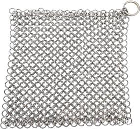 img 4 attached to 🍳 Premium Cast Iron Cleaner: 316L Stainless Steel 7'' X 7'' Chainmail Scrubber for All Cookware Types - Skillet, Griddles, Pans, Pot, Grill