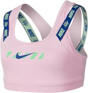 👧 nike детское девичье белье pro bra classic logo strap (10-12 большие дети) - розовая пена/афидская зелень/индиго форс md логотип