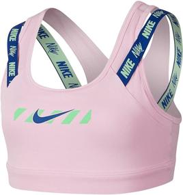 img 1 attached to 👧 Nike Детское девичье белье Pro Bra Classic Logo Strap (10-12 Большие дети) - Розовая пена/Афидская зелень/Индиго Форс MD