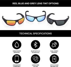 img 2 attached to 🕶️ Inventiv Sport Wireless Bluetooth Sunglasses with Open Ear Headphones, Music and Hands-Free Calling, for Men and Women, Polarized Lenses - Black Frame with Red Tint