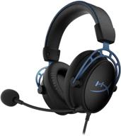 renewed hyperx cloud alpha s blue: pc gaming headset with 7.1 surround sound, adjustable bass, dual chamber drivers & noise cancelling microphone logo