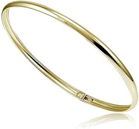 img 2 attached to Sterling Silver Flex Bangle Bracelet - Hoops & Loops, High Polish Finish, Yellow and Rose Gold Flash Plating