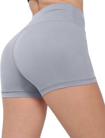 img 4 attached to CHRLEISURE High Waist Workout Booty 🩳 Spandex Shorts for Women, Soft Yoga Bike Shorts