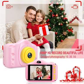 img 2 attached to Voltenick Upgrade Kids Selfie Camera - HD 1080P Pink Camera for Girls - Perfect Birthday Gift for 3-10 Year Olds with 32GB SD Card Included