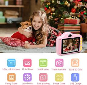 img 3 attached to Voltenick Upgrade Kids Selfie Camera - HD 1080P Pink Camera for Girls - Perfect Birthday Gift for 3-10 Year Olds with 32GB SD Card Included