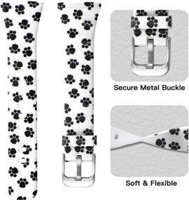 img 2 attached to 🐾 Ouwegaga Fitbit Versa 3 Band and Sense Bands for Women Girls - Soft Slim Silicone Pattern Printed Wristband Replacement, Water Resistant, Paw Print Large