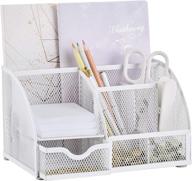 📦 efficient annova mesh desk organizer with 7 compartments, drawer, and multi-functionality - white: ideal for office, home, & study spaces логотип