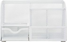 img 2 attached to 📦 Efficient Annova Mesh Desk Organizer with 7 Compartments, Drawer, and Multi-functionality - White: Ideal for Office, Home, & Study Spaces