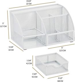 img 3 attached to 📦 Efficient Annova Mesh Desk Organizer with 7 Compartments, Drawer, and Multi-functionality - White: Ideal for Office, Home, & Study Spaces