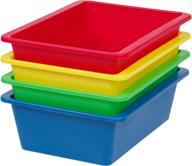 🗄️ iris usa, inc. thr-l large multi-purpose plastic bins, primary colors, 4 pack: organize with ease! logo