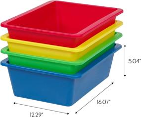 img 1 attached to 🗄️ IRIS USA, Inc. THR-L Large Multi-Purpose Plastic Bins, Primary Colors, 4 Pack: Organize with Ease!