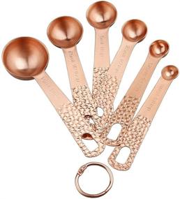 img 2 attached to 🥄 Copper Measuring Cups and Spoons Set with Gold Accents: Stainless Steel, 5 Copper Measurer cups, 6 Copper Measure Spoons