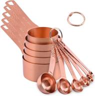 🥄 copper measuring cups and spoons set with gold accents: stainless steel, 5 copper measurer cups, 6 copper measure spoons логотип