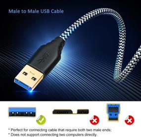 img 3 attached to 🔌 Besgoods USB 3.0 A to A Cable, 2-Pack 1.5ft Short Braided USB Cable – For Cooling Pad, DVD Players & Hard Drive Enclosures