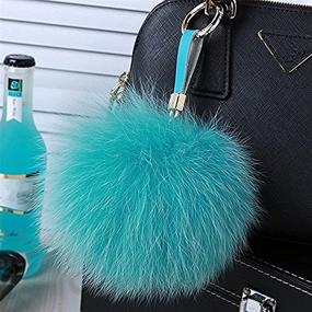 img 1 attached to 🔑 Adorable Fluffy SkyBlue Large Keychain Charm - Perfect for Stylish Key Organization!