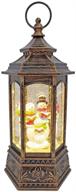 🎅 lightahead christmas lantern: snowman family figurine with musical swirling glitter & warm white led light - 8 melodies - festive home christmas decorations логотип