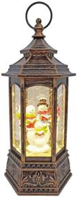 img 4 attached to 🎅 Lightahead Christmas Lantern: Snowman Family Figurine with Musical Swirling Glitter & Warm White LED Light - 8 Melodies - Festive Home Christmas Decorations