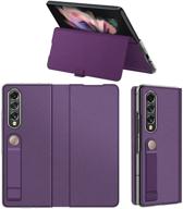 📱 cenmaso kickstand case for samsung galaxy z fold 3 - purple | anti-scratch magnetic flip leather bumper for galaxy z fold 3 (2021) logo