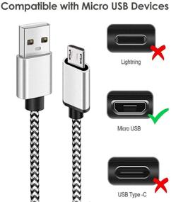 img 2 attached to 🔌 Улучшенный прочный 2-хметровый 2-пакетный кабель Micro USB - Быстрый кабель для зарядки Android из нейлона - Совместим с Samsung Galaxy S7 S6 Edge, Kindle Fire 7, LG K40 K20 и другими смартфонами на Android