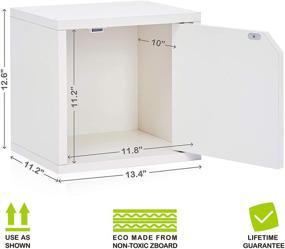 img 3 attached to 📦 Way Basics Eco Stackable Connect Storage Cube Cubby Organizer with Door: Sustainable Non-Toxic White zBoard Paperboard, Tool-Free Assembly