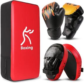 img 4 attached to Odoland 3-in-1 Boxing Gloves Punching Mitts Kick Pack Set for Kids - Boxing Mitts, Focus Pads, Taekwondo Kick Pad, Kids Boxing Gloves - Multi-Sport Training Gear for Boxing, Kickboxing, Karate, Muay Thai, MMA