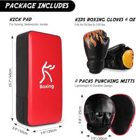 img 3 attached to Odoland 3-in-1 Boxing Gloves Punching Mitts Kick Pack Set for Kids - Boxing Mitts, Focus Pads, Taekwondo Kick Pad, Kids Boxing Gloves - Multi-Sport Training Gear for Boxing, Kickboxing, Karate, Muay Thai, MMA