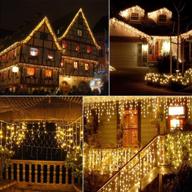 ❄️ icicle string lights outdoor, 19.6ft 306 led 8 modes with 54 drops, remote controlled icicle christmas lights, waterproof fairy lights for indoor patio tree house decor, warm white+ logo