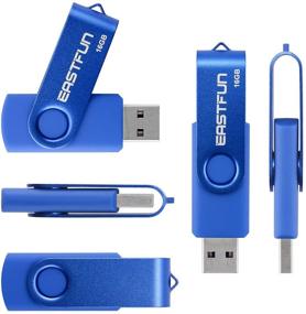 img 3 attached to 🔑 EASTFUN 6 Пакетов 16 ГБ USB 2.0 Флеш-накопитель Складной накопитель памяти Thumb Drive Pen Drive Jump Drive Zip Drive с поворотным дизайном, разноцветный (розовое золото, красный, синий, черный, зеленый)