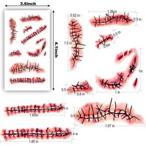 img 2 attached to 🎃 Хэллоуинский временный татуаж "Шрам", "Татуировки зомби-макияжа", 10 листов реалистичных поддельных кровотечущих шрамов с обшивкой, наклейки татуировки, водоустойчивые, для детей и взрослых, для вечеринок, костюмных и маскарадных практических шуток.