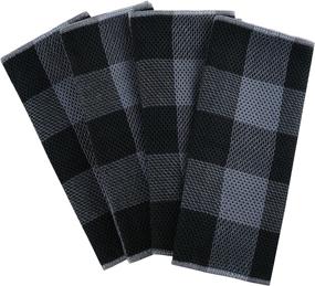 img 3 attached to 🧺 Homaxy 100% Cotton Waffle Weave Check Plaid Kitchen Towels - Super Soft and Absorbent, 4-Pack, Black & Grey, 13x28 Inches