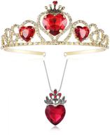 ❤️ evie red heart tiara and necklace set: descendants crown & pendant jewelry | queen of hearts costume fan accessories for party logo