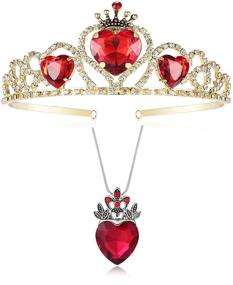 img 4 attached to ❤️ Evie Red Heart Tiara and Necklace Set: Descendants Crown & Pendant Jewelry | Queen of Hearts Costume Fan Accessories for Party