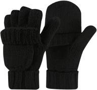 knitted convertible men's winter fingerless mittens - optimal accessories for cold weather logo