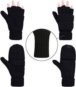 img 3 attached to Knitted Convertible Men's Winter Fingerless Mittens - Optimal Accessories for Cold Weather