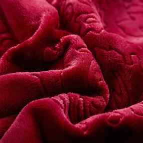 img 2 attached to 🛏️ Tache Merlot Red Bed Blanket - Embossed Super Soft Warm Sherpa Fleece Queen Size Throw Blanket - 90 x 90 Inch