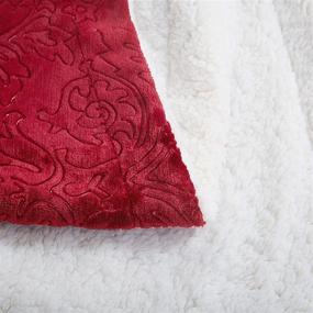 img 1 attached to 🛏️ Tache Merlot Red Bed Blanket - Embossed Super Soft Warm Sherpa Fleece Queen Size Throw Blanket - 90 x 90 Inch